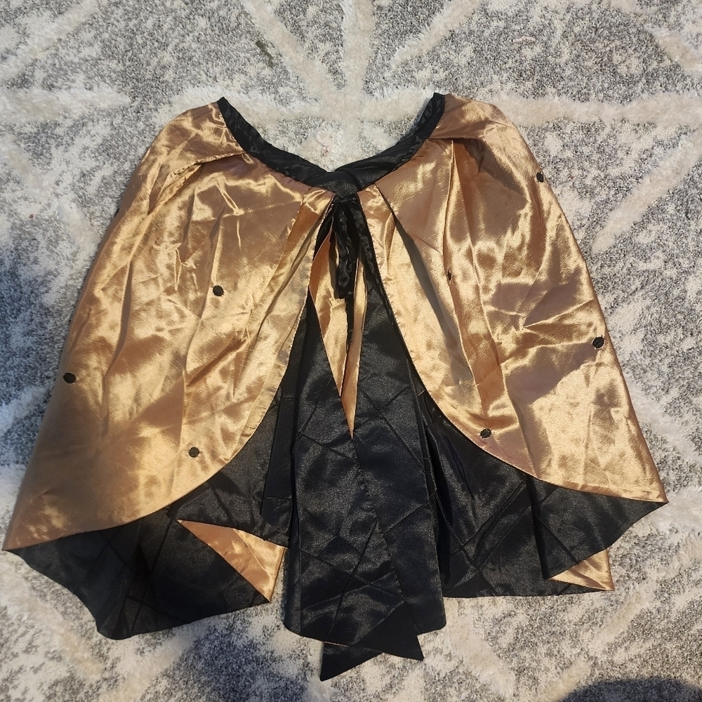 Victorian Style Shoulder Cape Gold w/ Black Polka Dots Women's One Size Cosplay